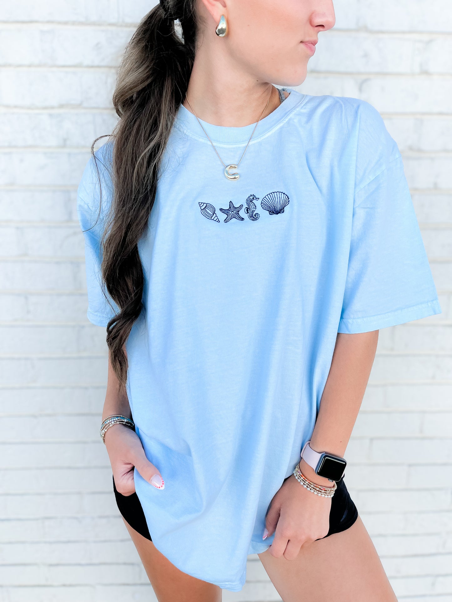 Embroidered Beach Icons Tee
