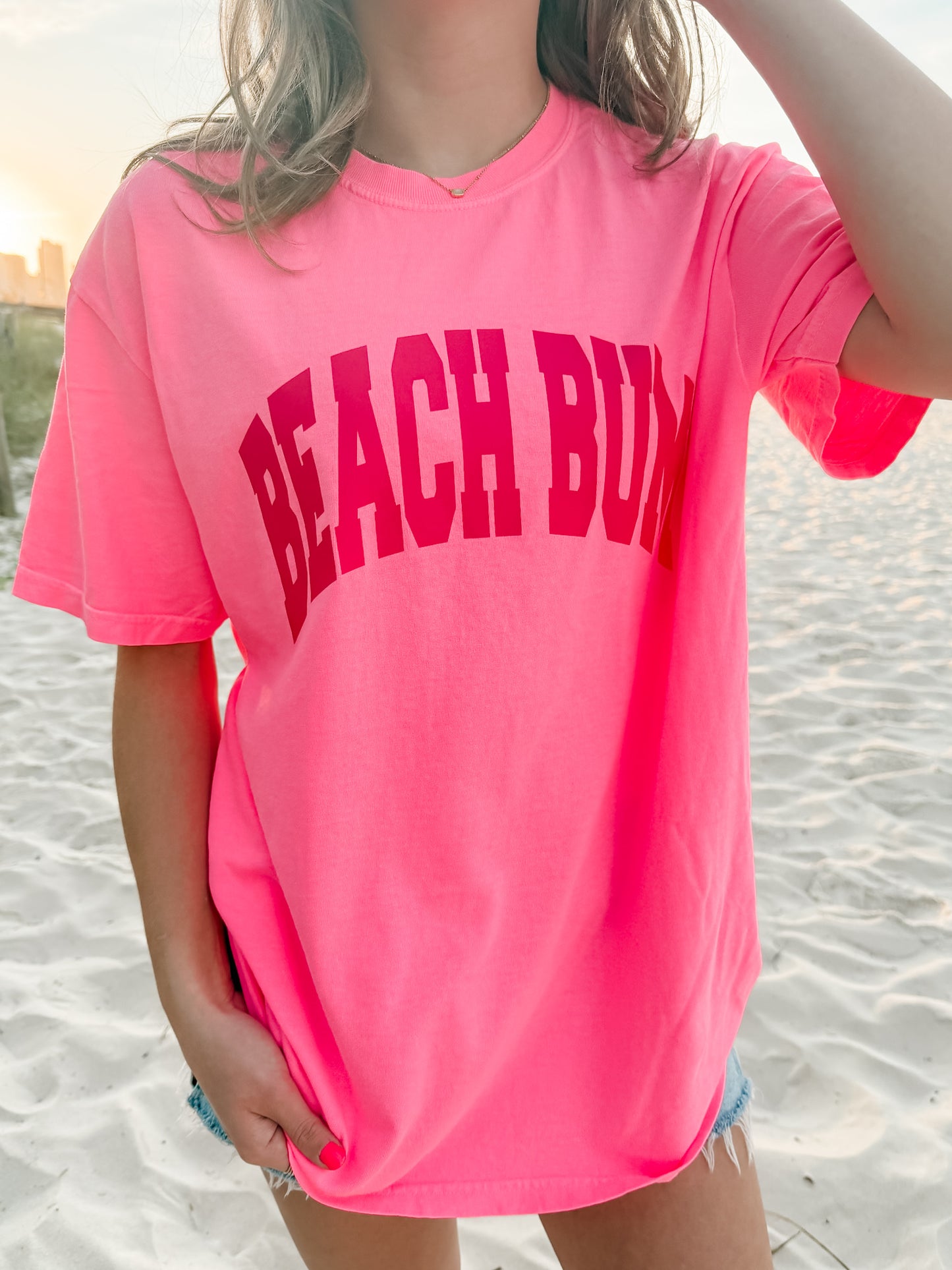 BEACH BUM Bright Pink Tee