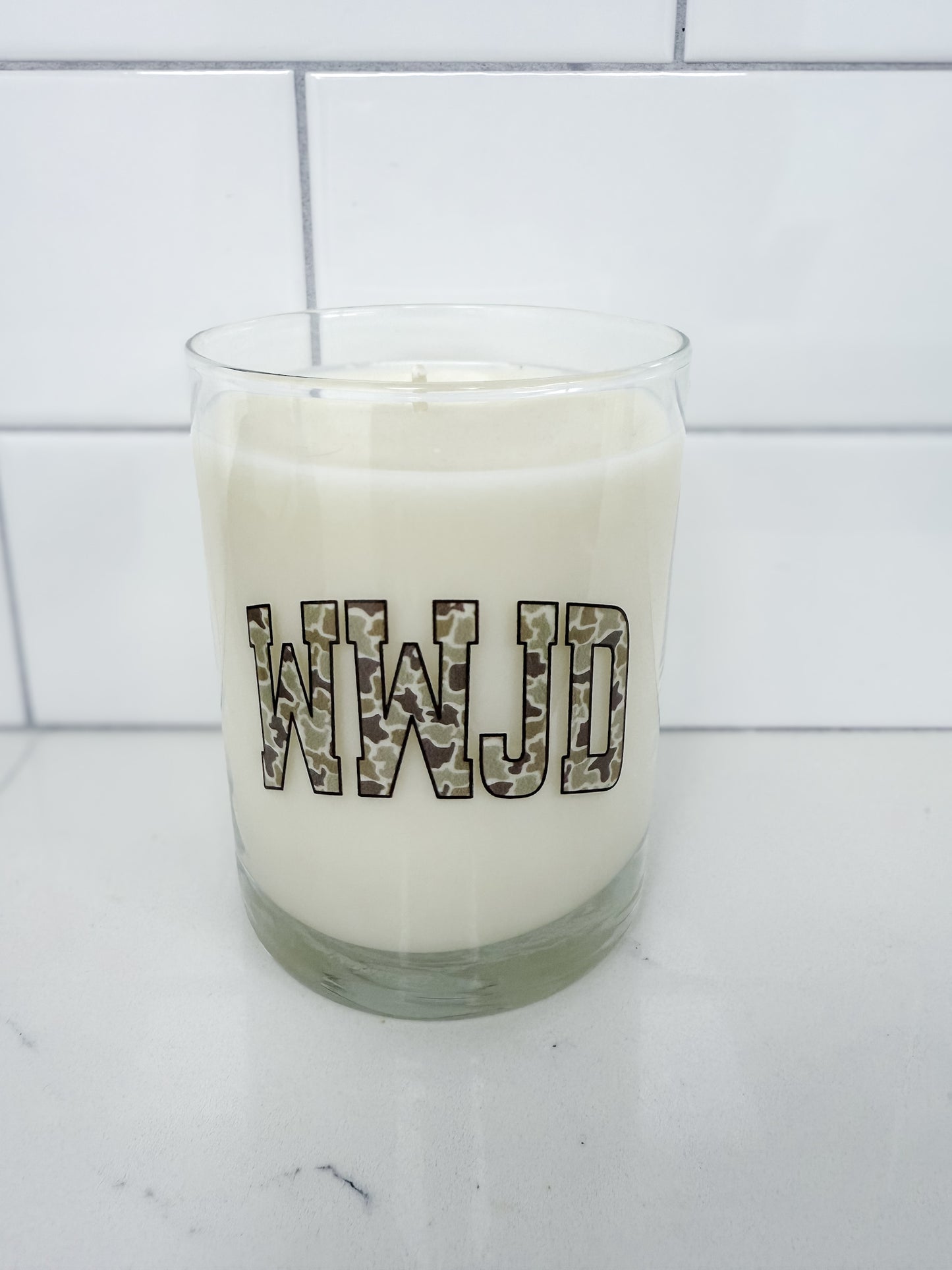 Camo WWJD Pink Sugar Candle