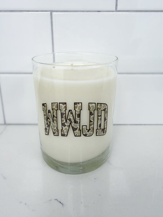 Camo WWJD Pink Sugar Candle