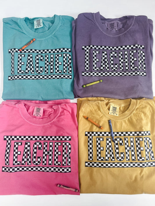 Checkered Teacher Tee