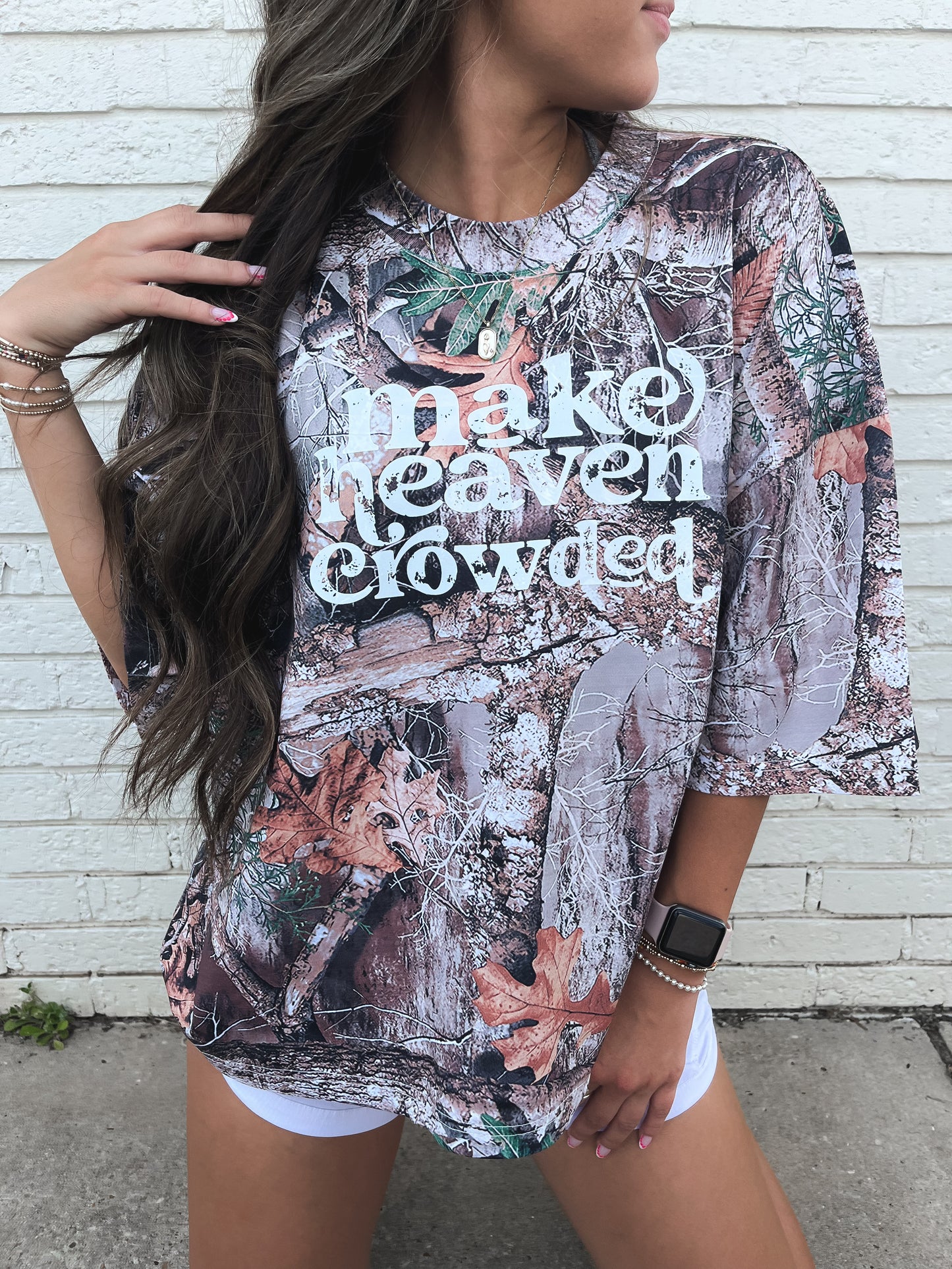 Cropped Camo Make Heaven Crowded Tee