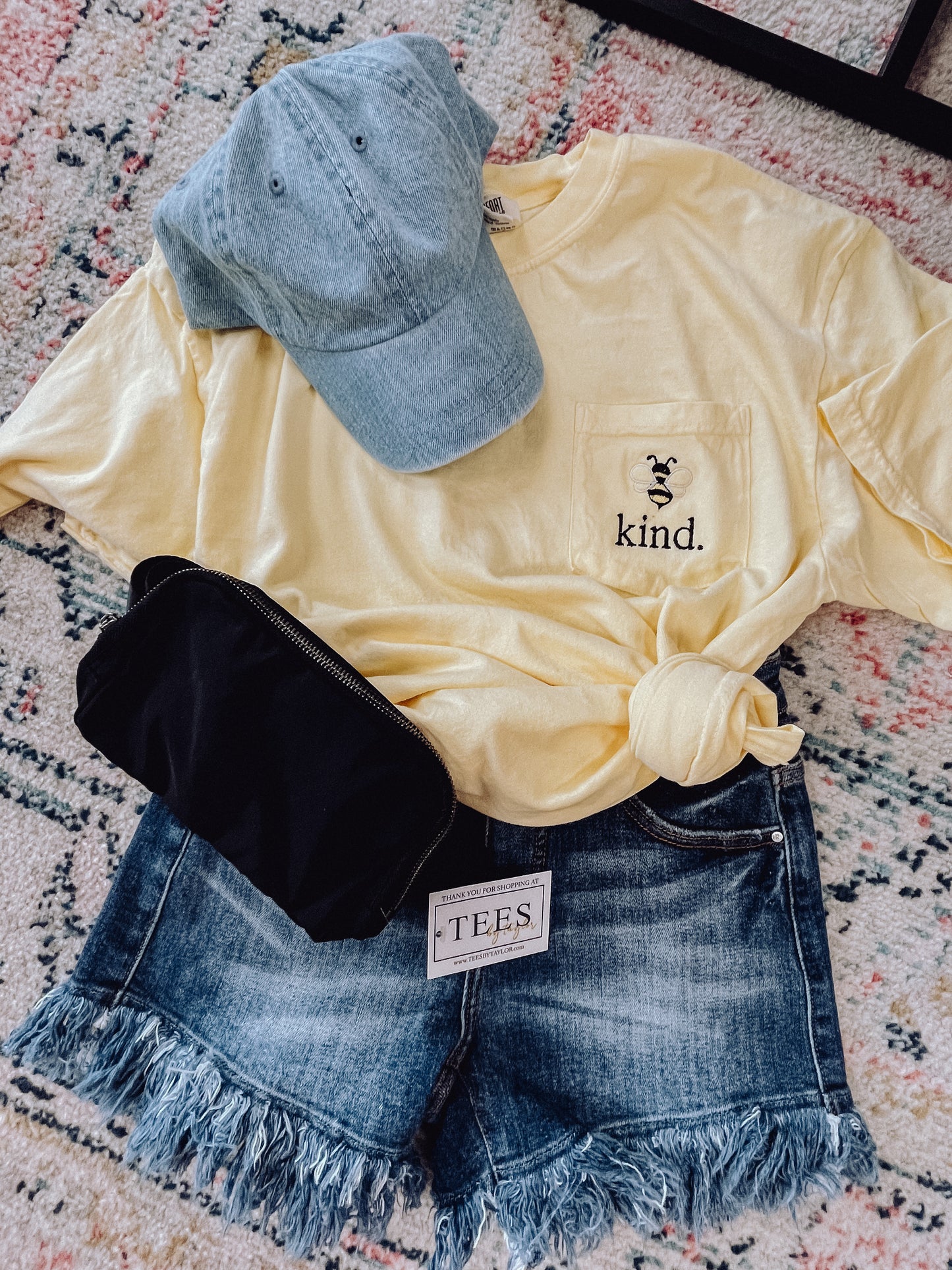 Bee Kind. Embroidered Pocket Tee