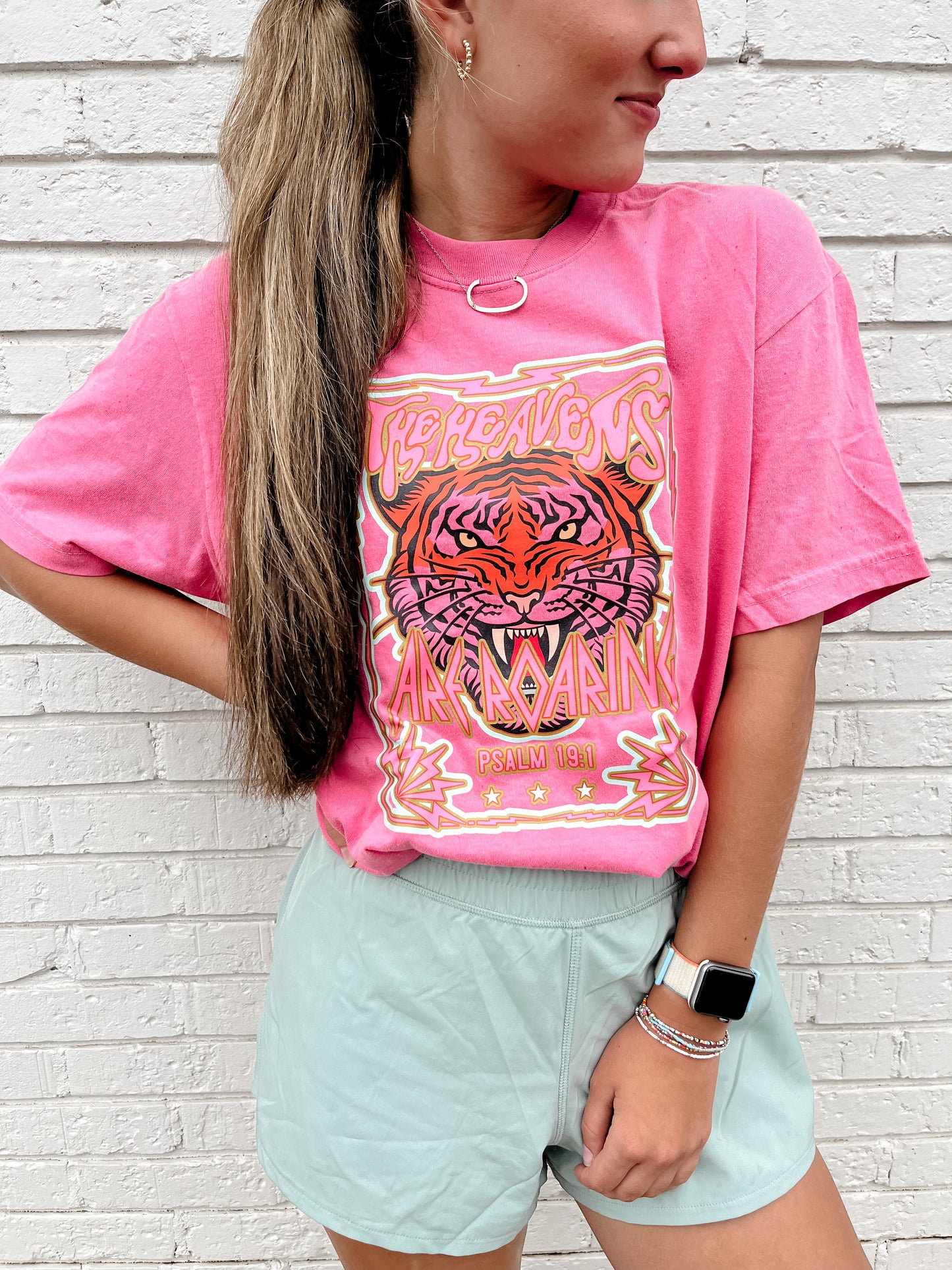 Retro Heavens Are Roaring Pink Tee