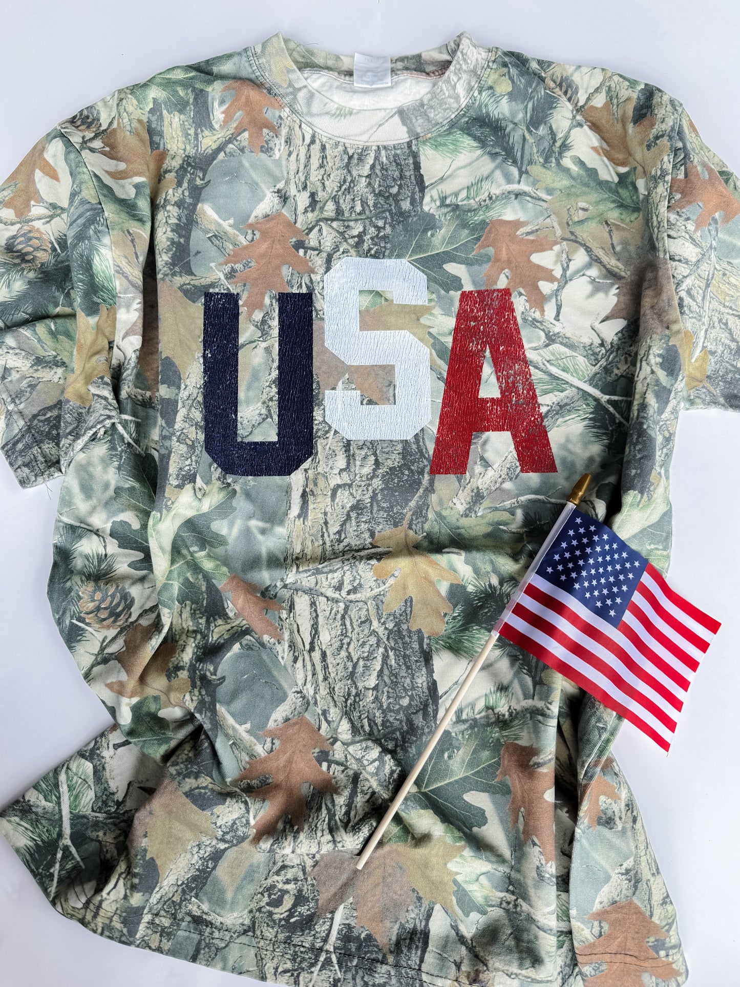 Distressed USA Camo Tee