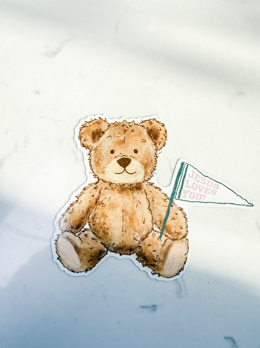 Jesus Loves You Bear Sticker