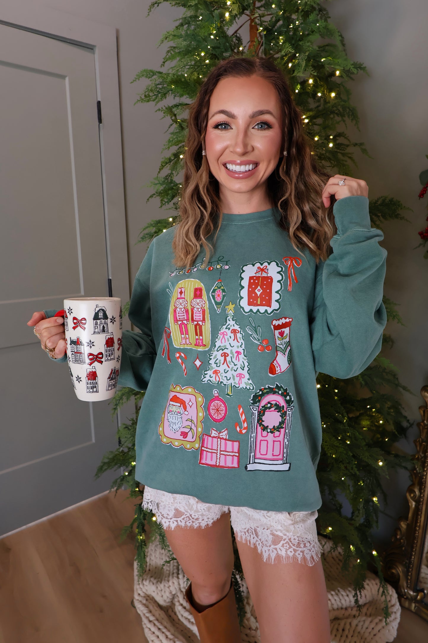Christmas Doodle Collage Comfort Colors Sweatshirt
