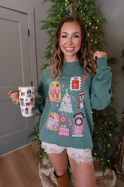 Christmas Doodle Collage Comfort Colors Sweatshirt