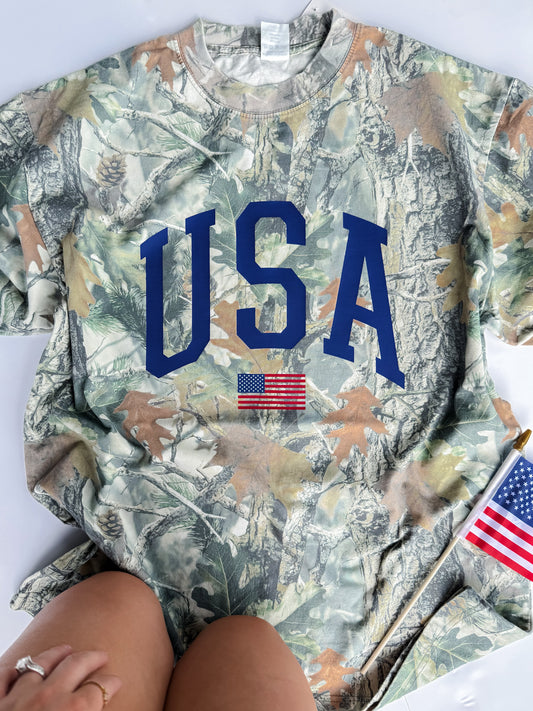 Bold USA Flag Camo Tee