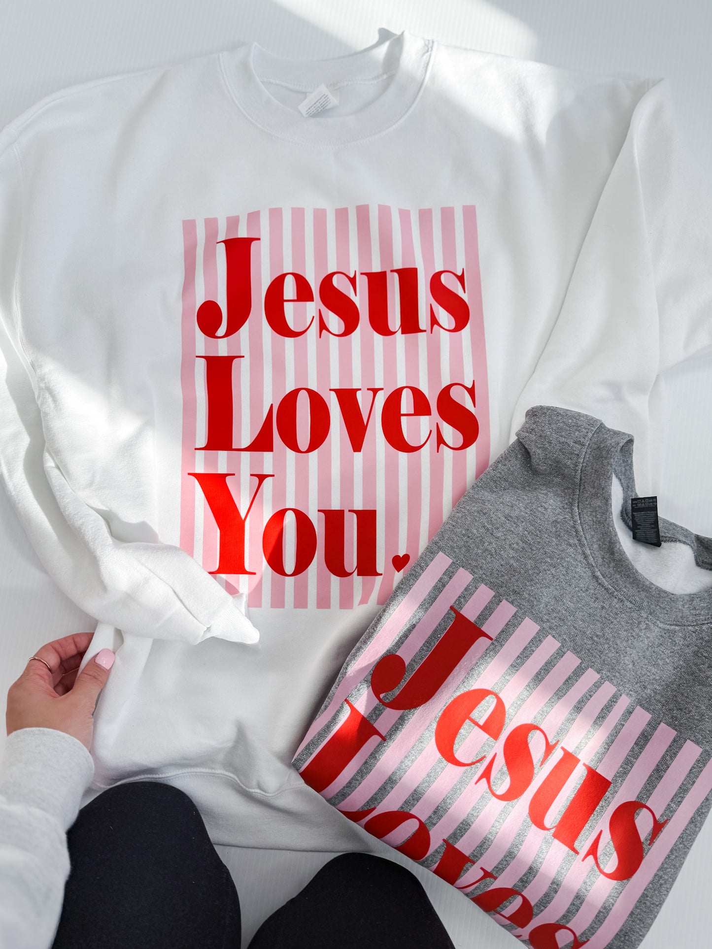Jesus Loves You Stripes Sweatshirt