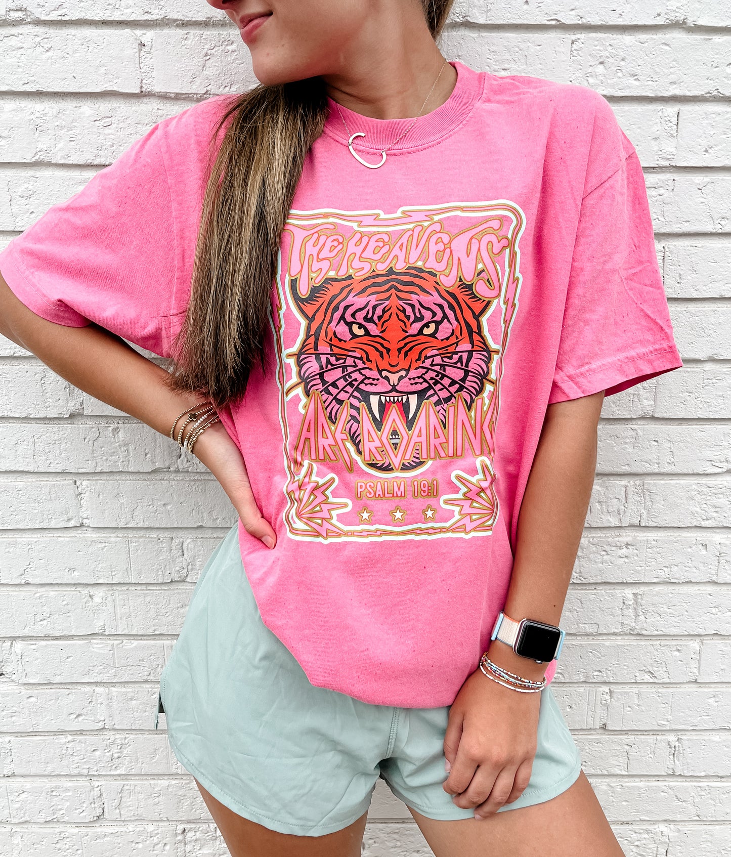 Retro Heavens Are Roaring Pink Tee