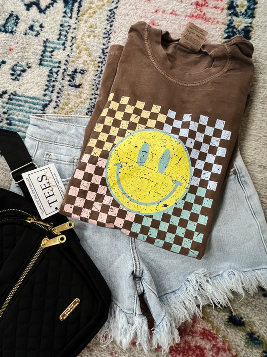 Vintage Smiley Checkered Tee