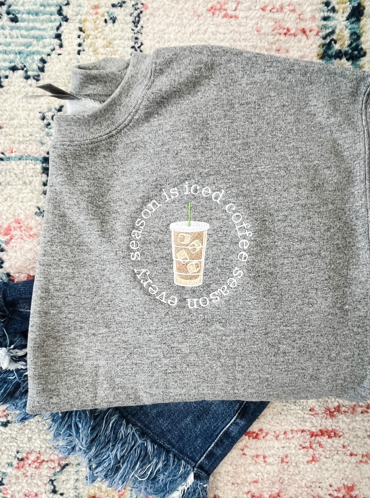 Iced Coffee Season Embroidered Sweatshirt