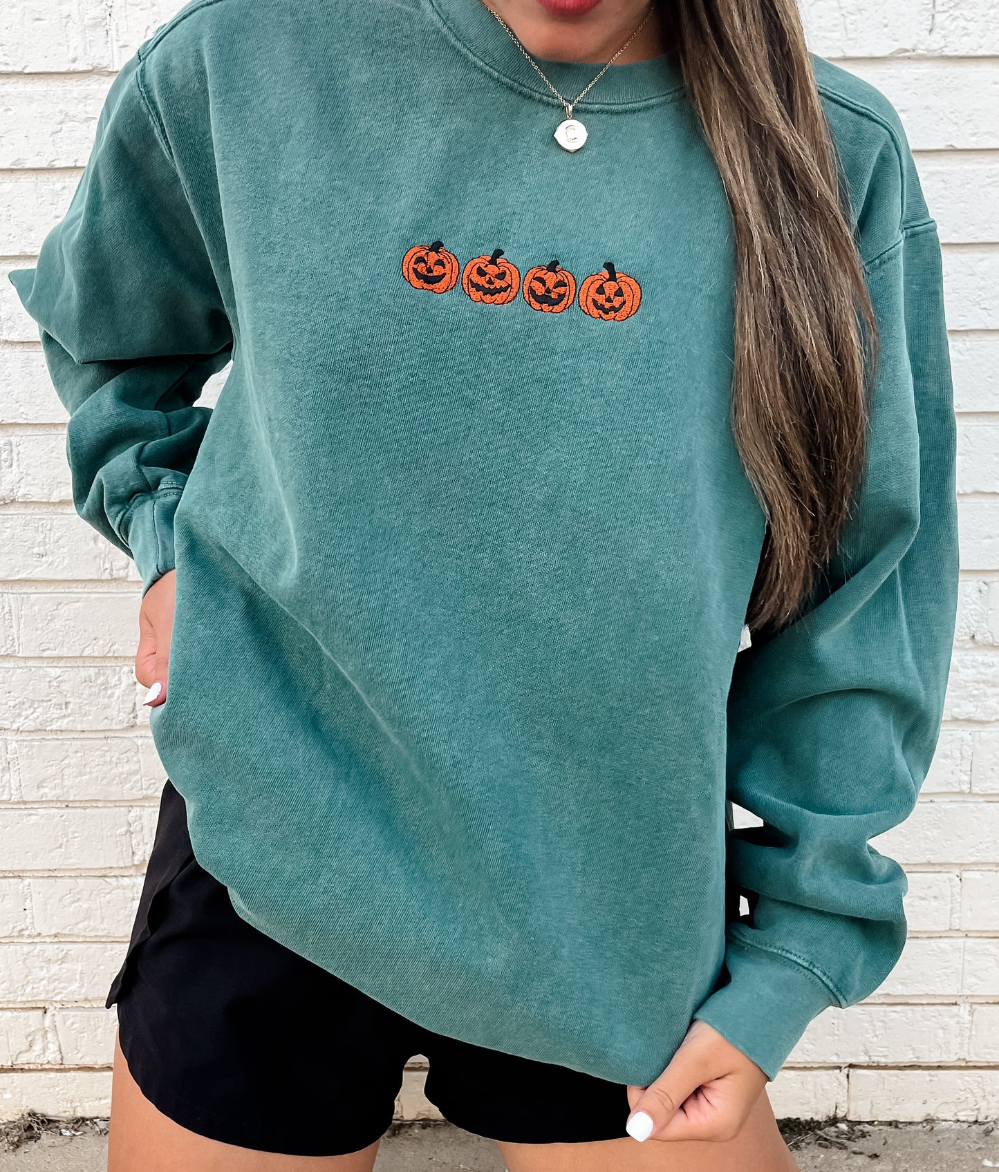 Embroidered Pumpkins Sweatshirt