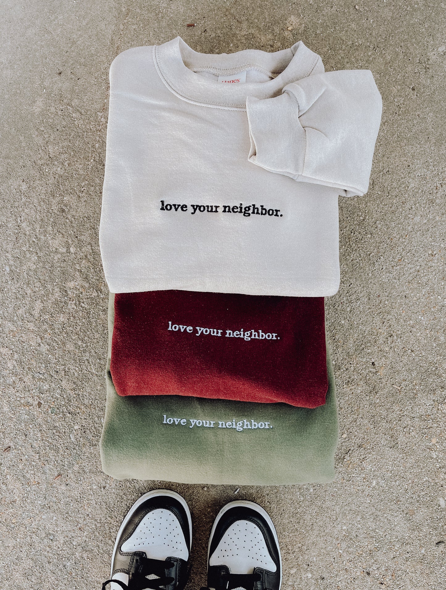 Love Your Neighbor Embroidered Sweatshirt