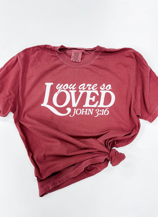 LOVED — John 3:16 Brick Tee