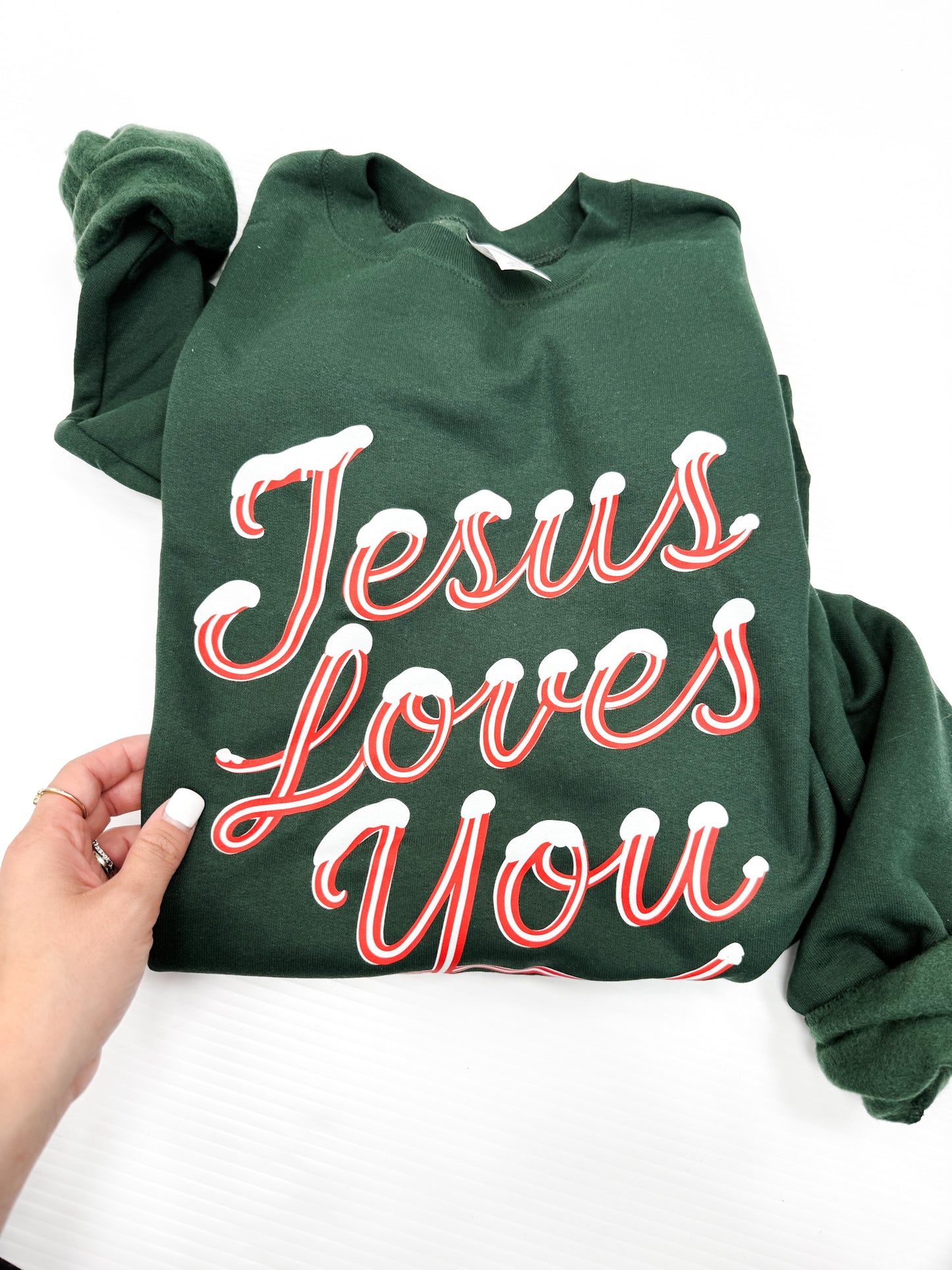 Candy Cane Jesus Loves You Sweatshirt
