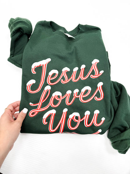 Candy Cane Jesus Loves You Sweatshirt