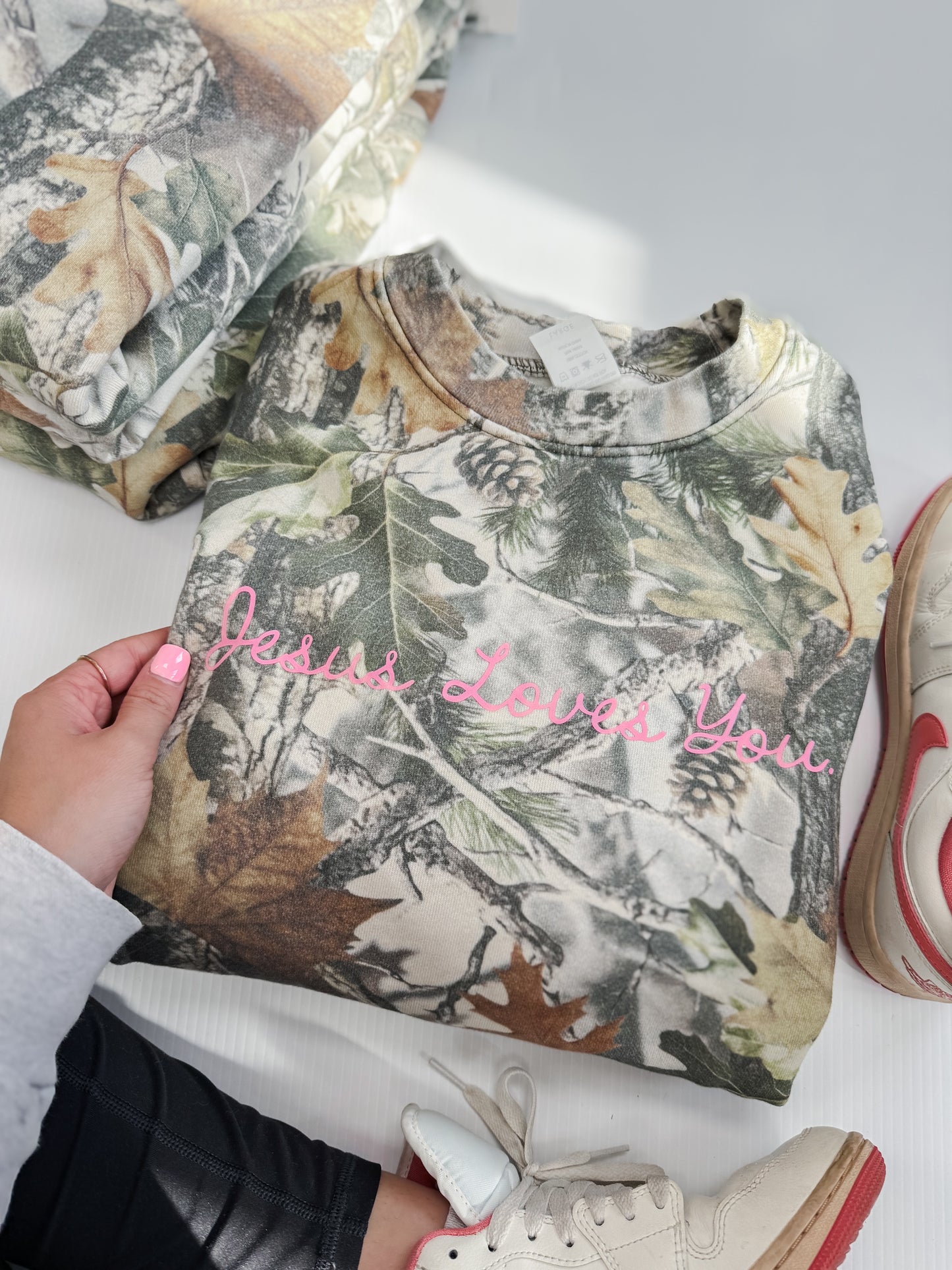 Pink Cursive JLY Camo Tee/Sweatshirt