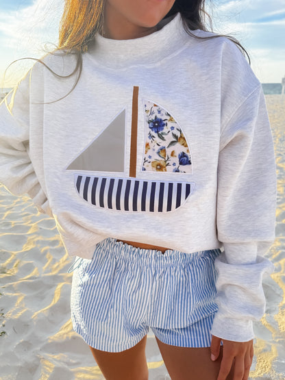 Sailboat Appliqué Sweatshirt