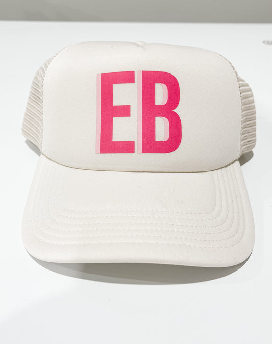 Pink Block Initials Trucker Cap