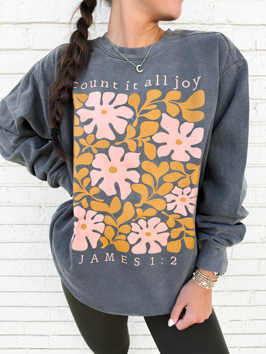 Floral Count It All Joy Comfort Colors Sweatshirt
