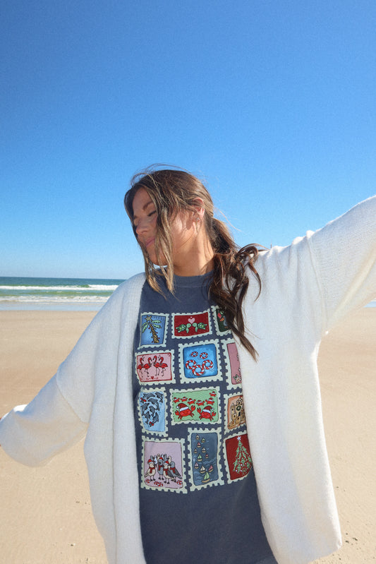 Kaci’s Holiday Beach Stamps Tee