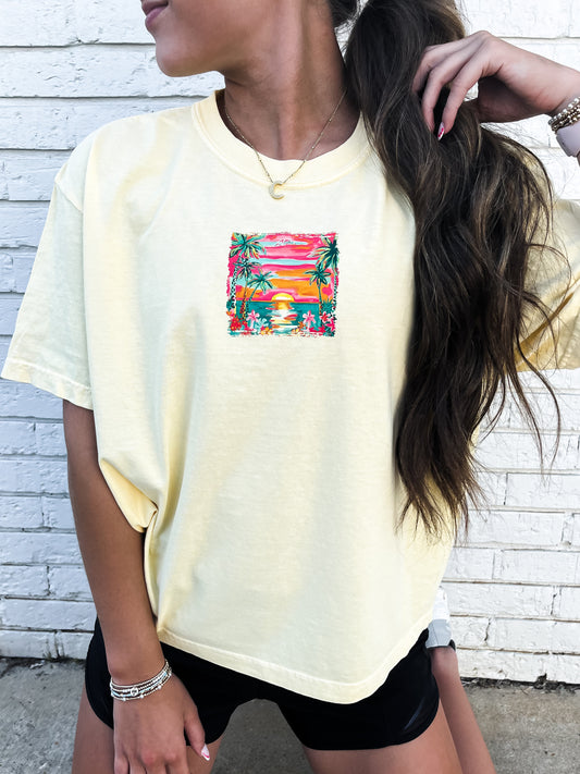 Cropped Sunset Painting Tee