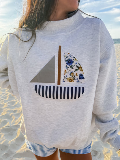 Sailboat Appliqué Sweatshirt