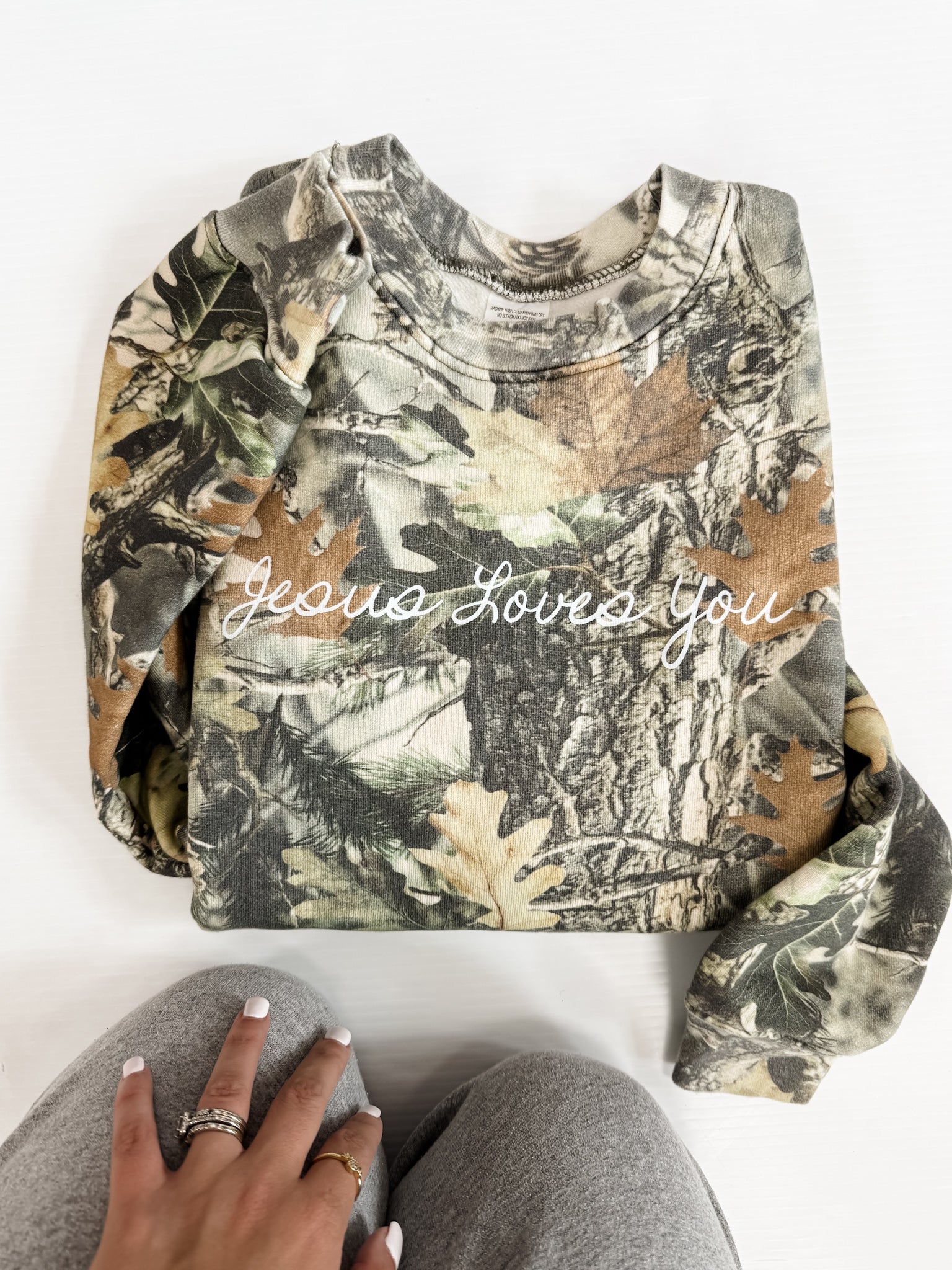 Cursive JLY Camo Sweatshirt