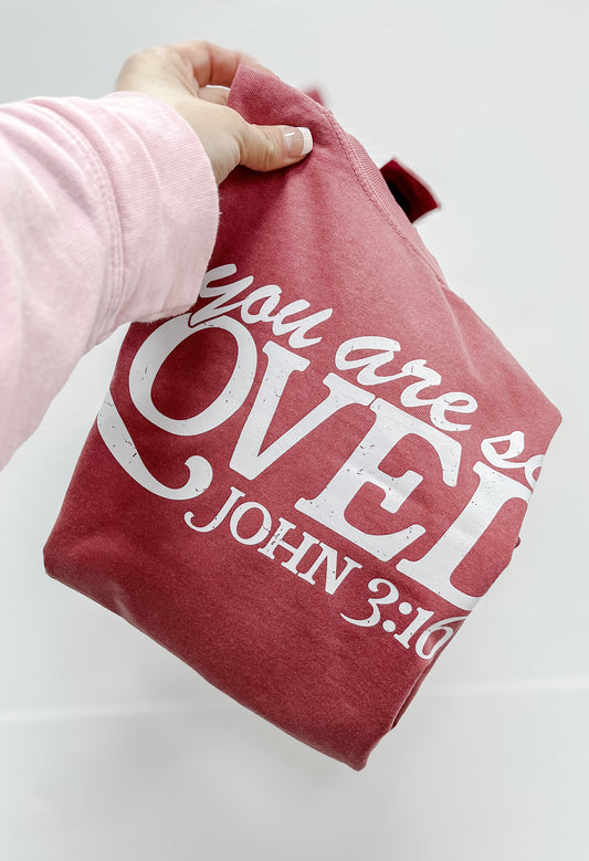 LOVED — John 3:16 Brick Tee