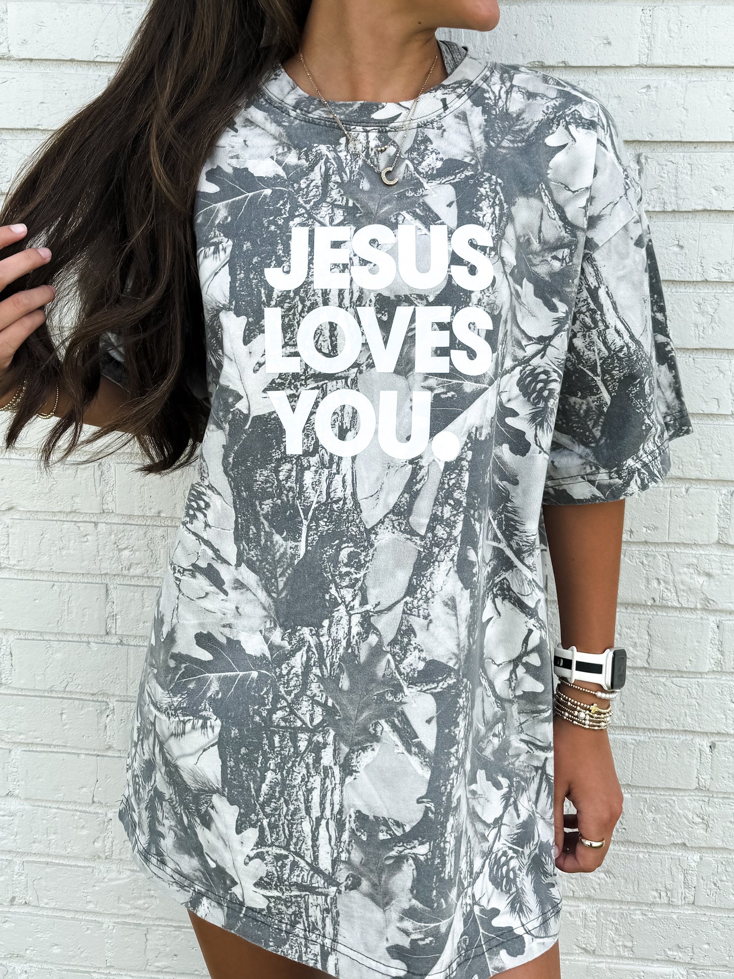 B&W Camo Jesus Loves You Tee