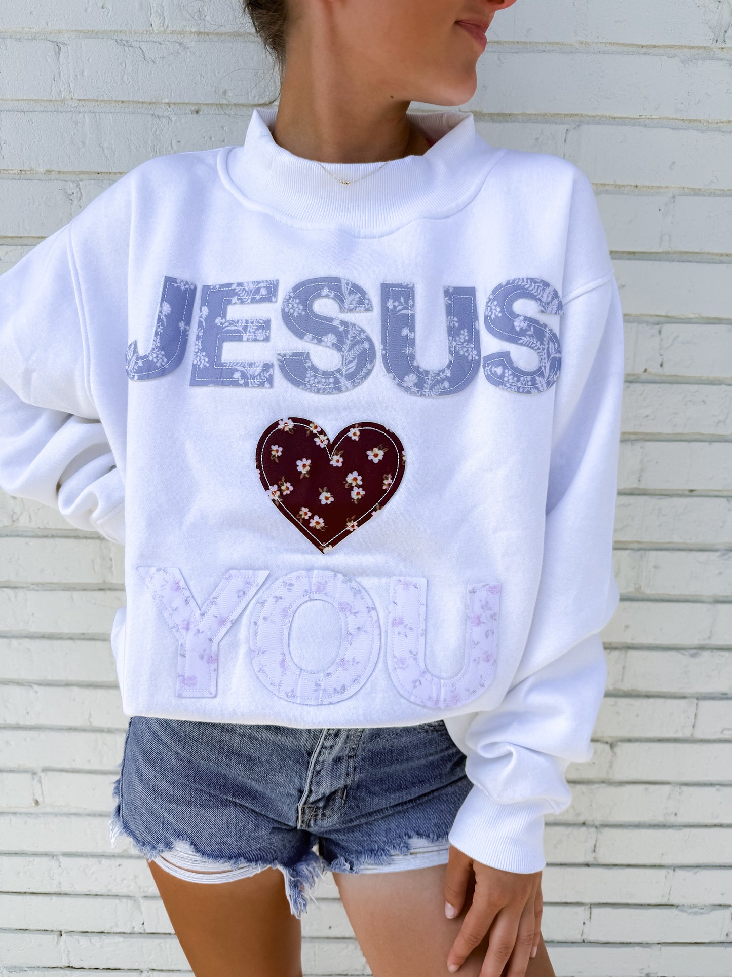 Quilted JLY Mockneck Sweatshirt