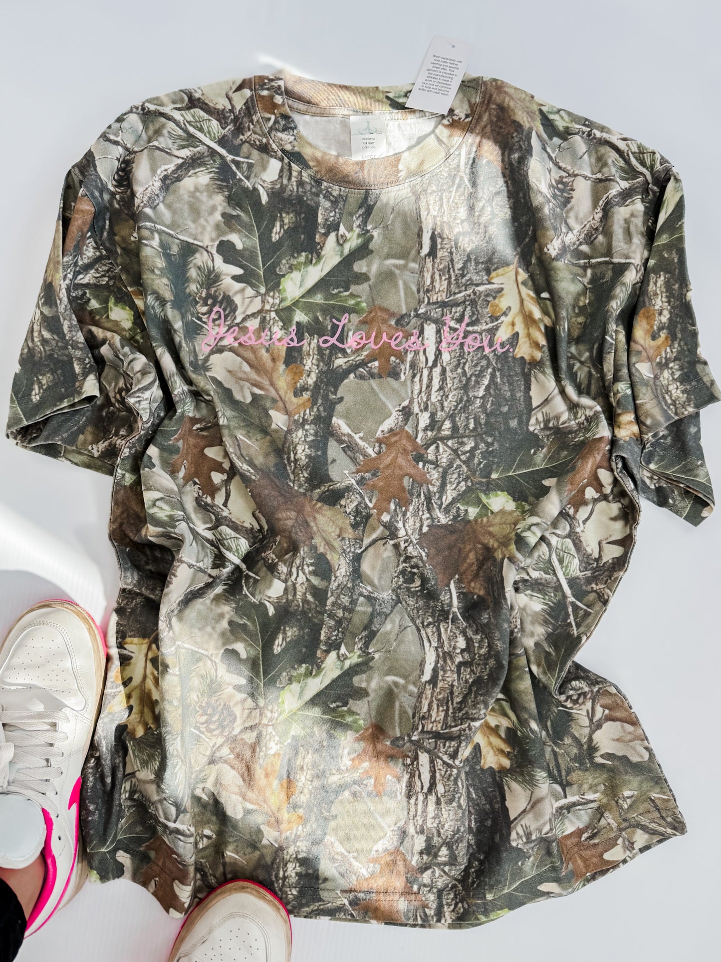 Pink Cursive JLY Camo Tee/Sweatshirt