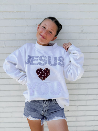 Quilted JLY Mockneck Sweatshirt