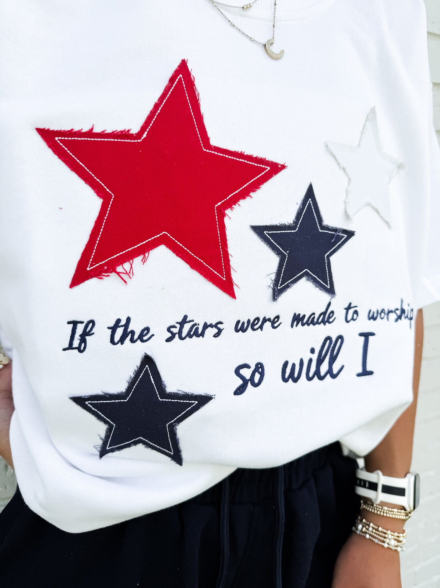 Embroidered Stars Tee & Shorts Set