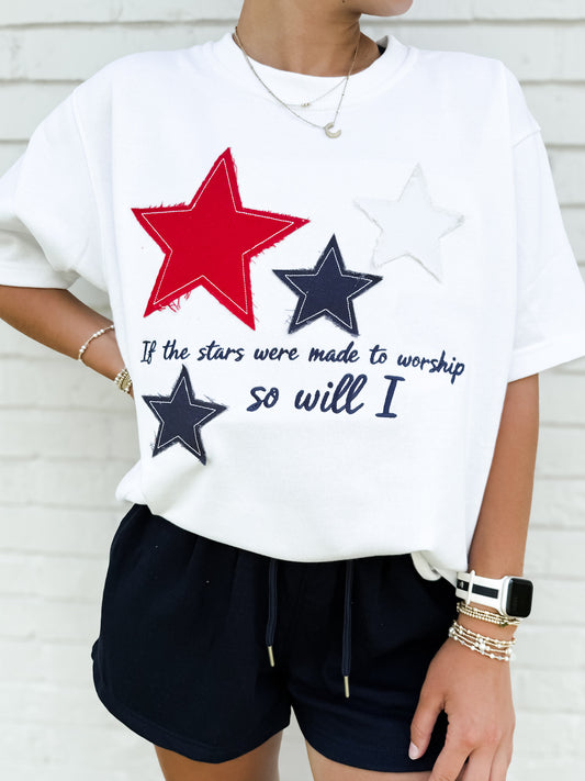 Embroidered Stars Tee & Shorts Set