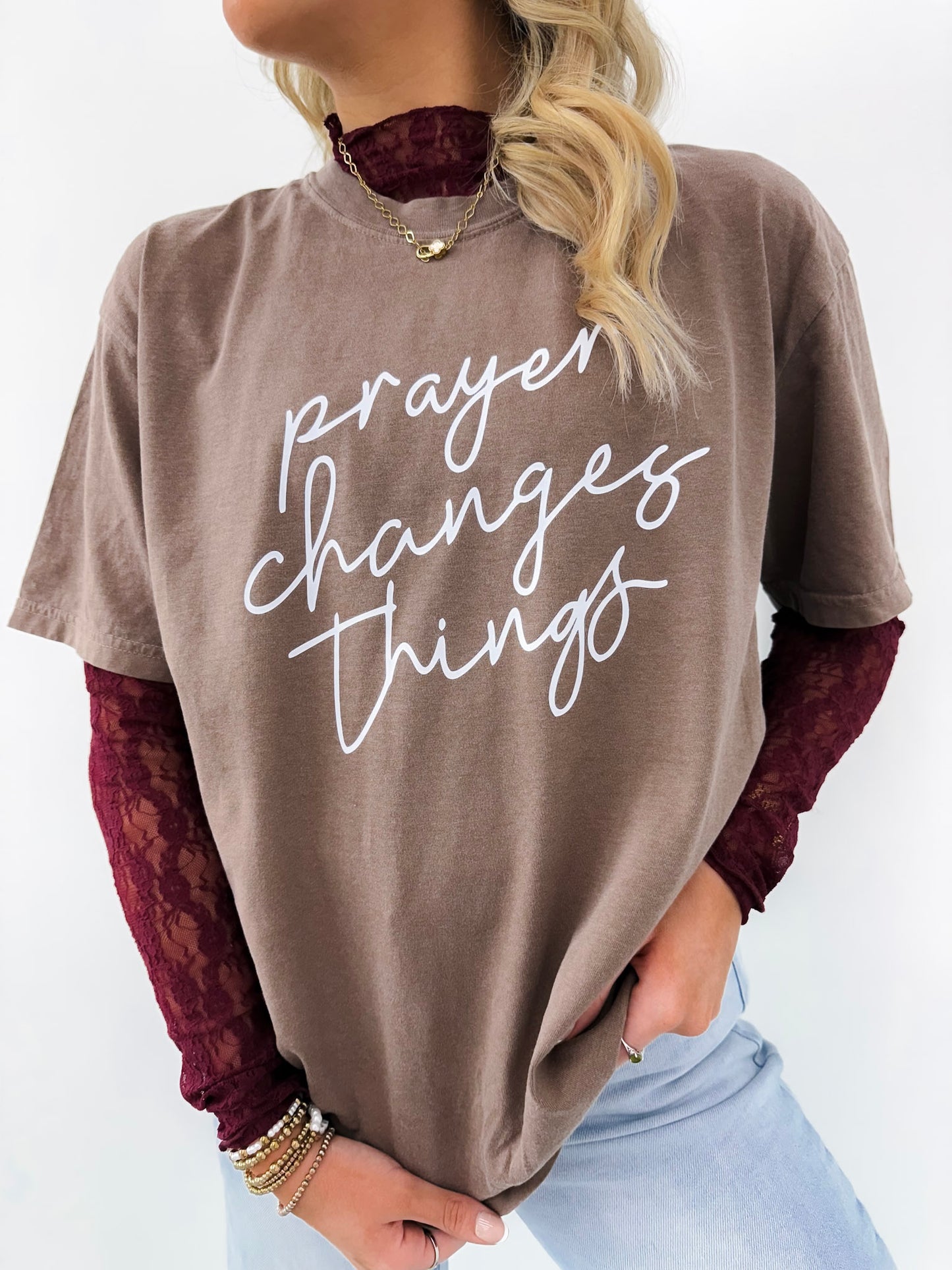 Espresso Prayer Changes Things Tee
