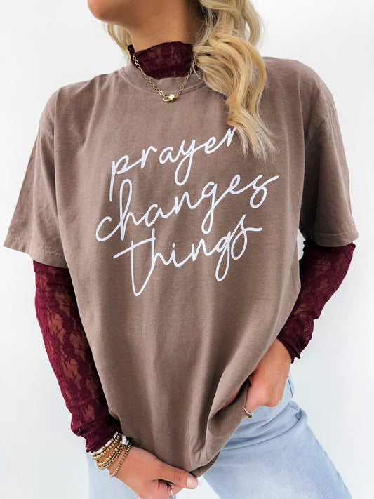 Espresso Prayer Changes Things Tee