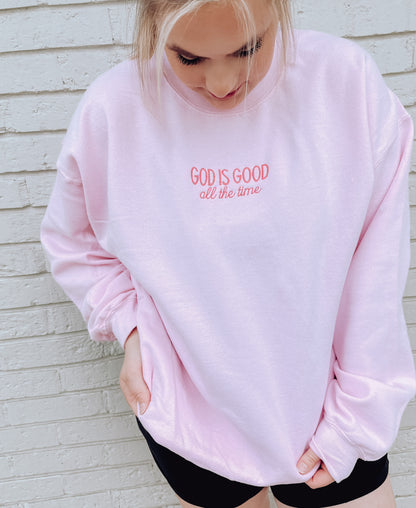 God is Good Sweatshirt Pink/Blue