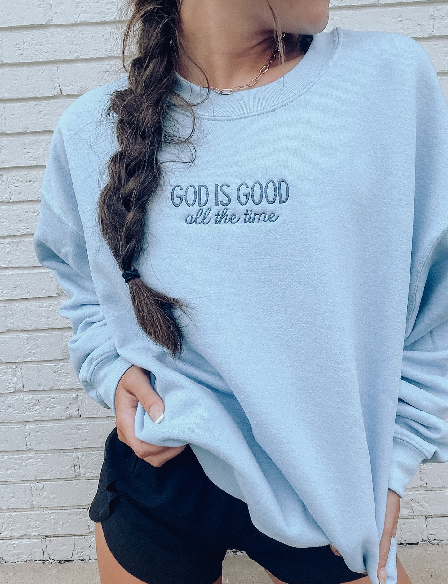 God is Good Sweatshirt Pink/Blue