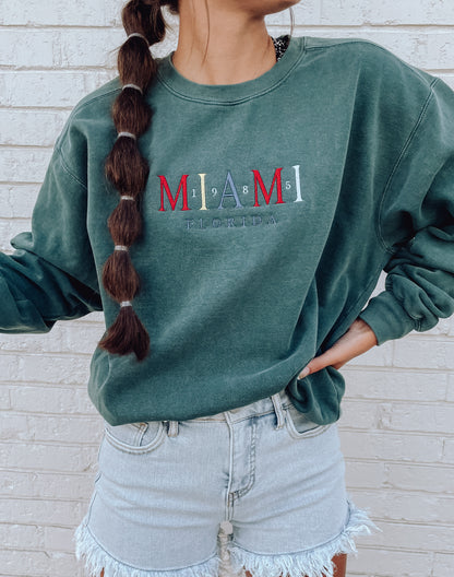 Miami Vintage Embroidered Sweatshirt