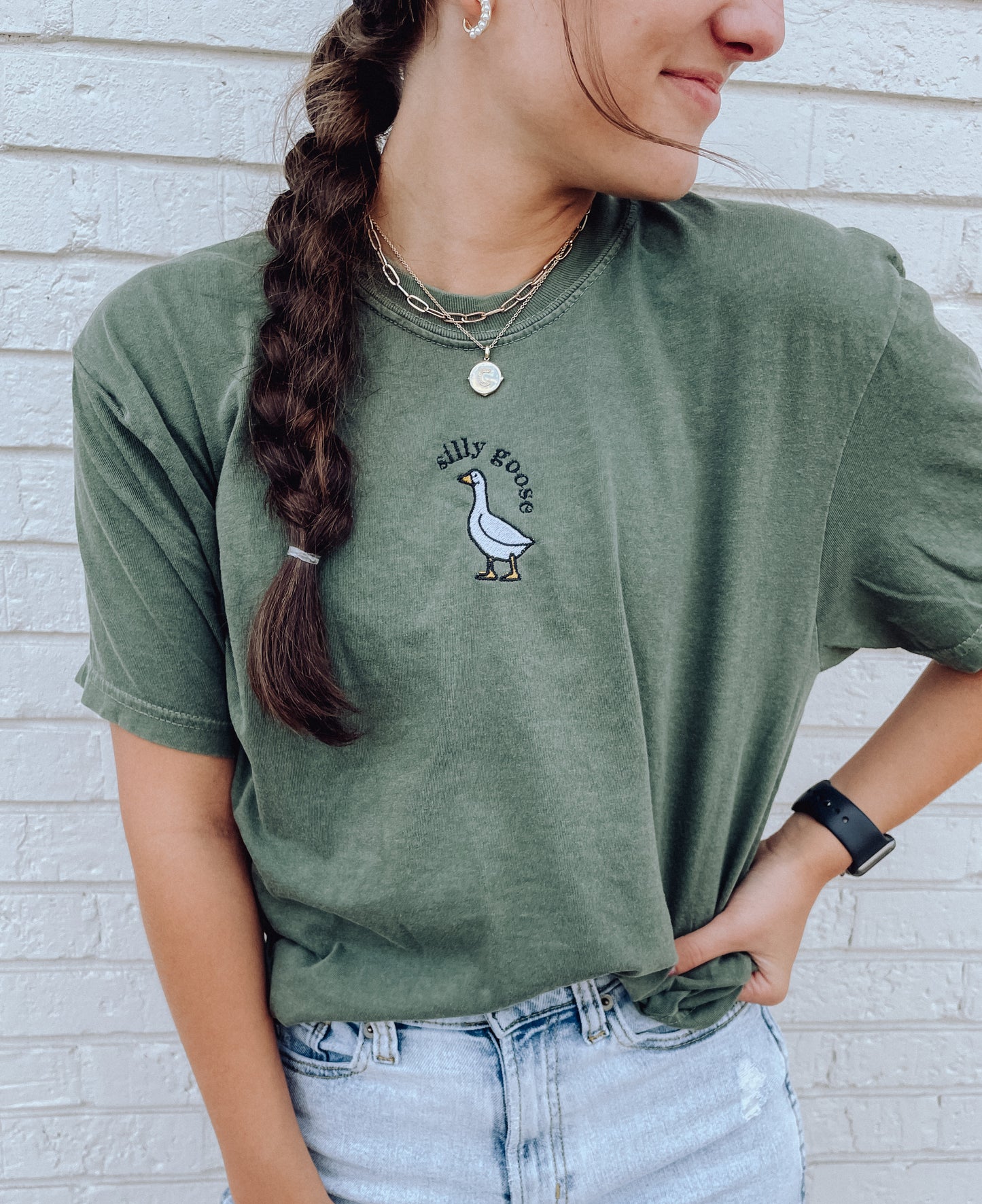 Silly Goose Embroidered Tee