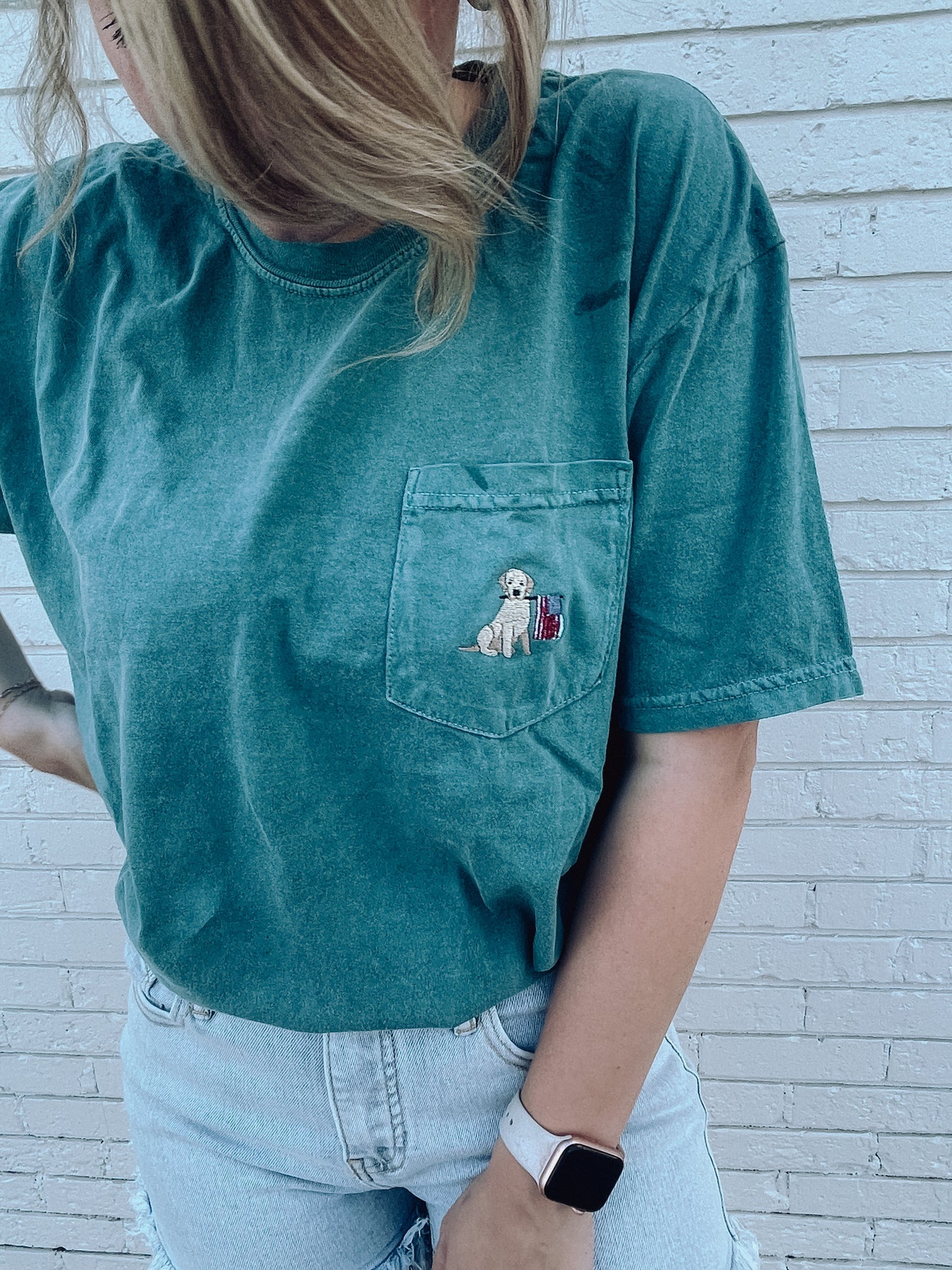 Patriotic Pup Embroidered Tee