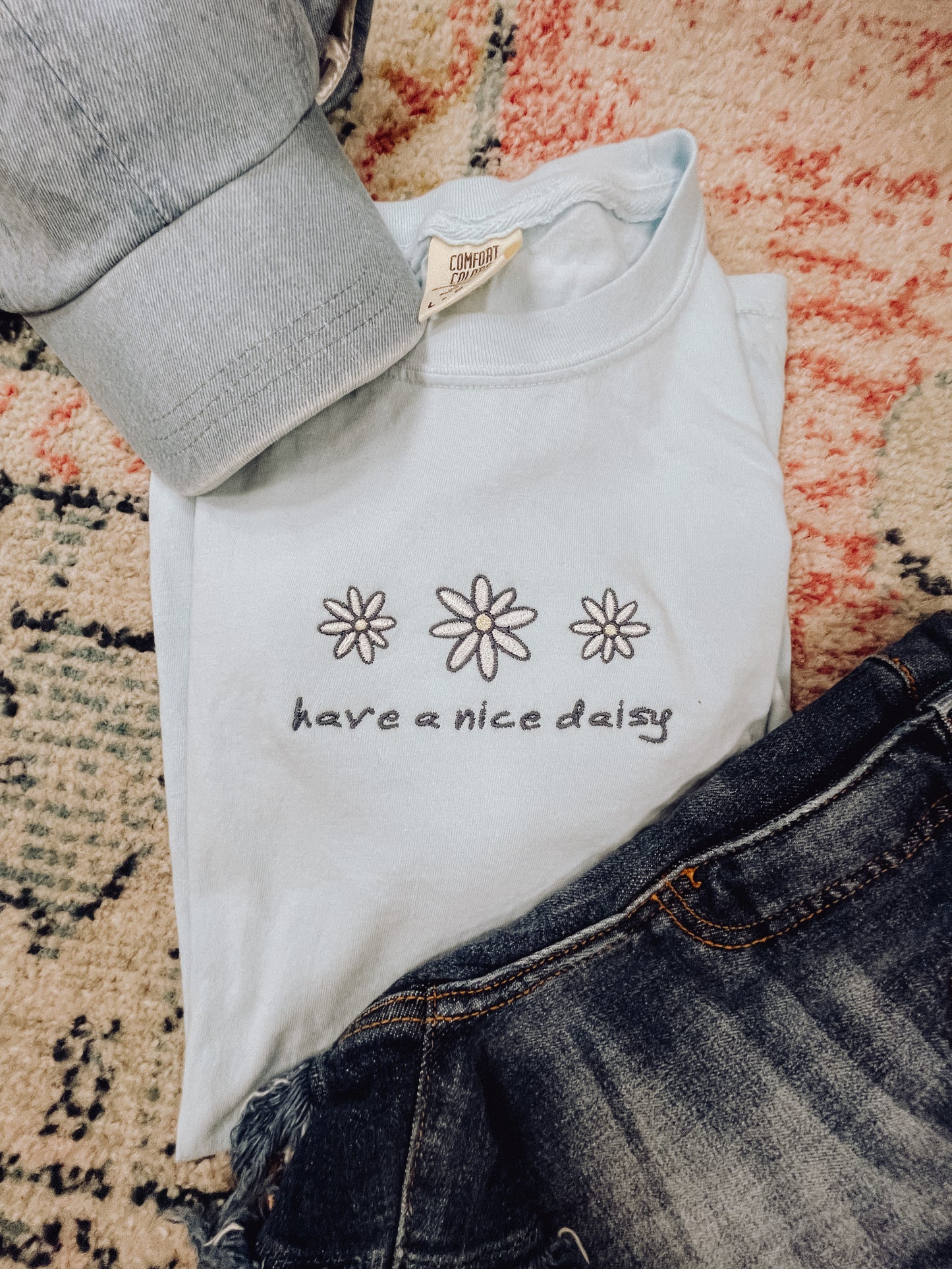 Have a Nice Daisy Embroidered Tee