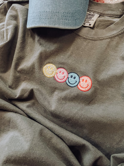 Vibrant Smiley Embroidered Tee