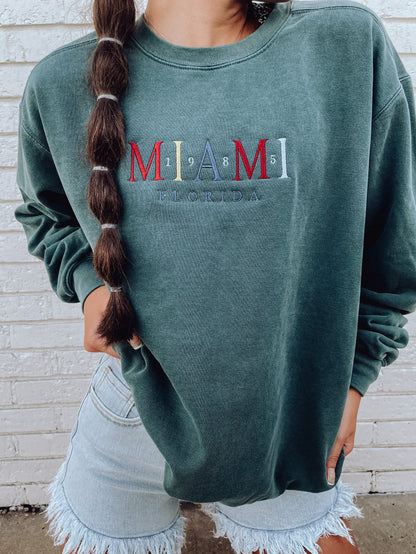 Miami Vintage Embroidered Sweatshirt