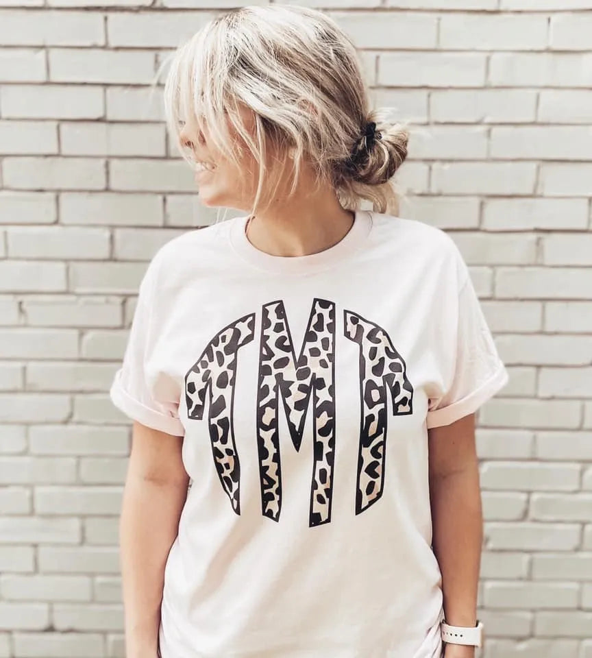 Pink + Cheetah Initials Tee