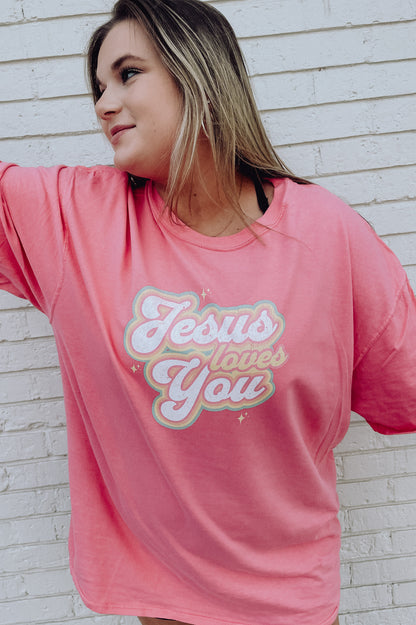 Colorful Jesus Loves You Tee